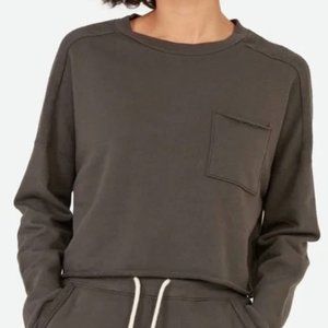 Mate Carson Crop Oversized Cotton Crewneck Sweatshirt Med Charcoal